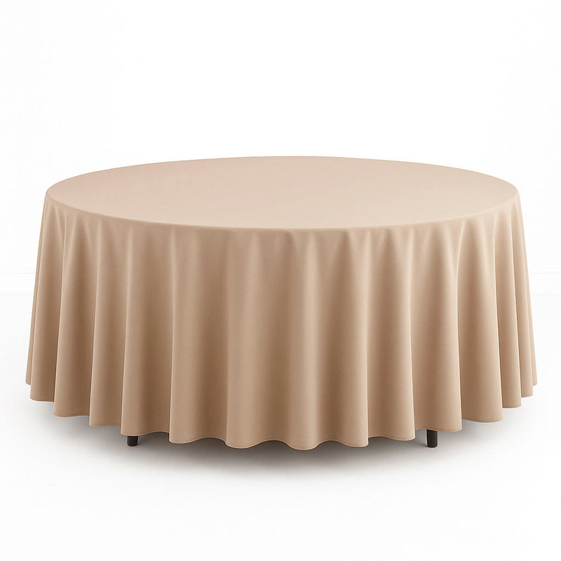 Scuba Polyester Round Tablecloth 108" - Nude - By TCF Linen - thumbnail number 1