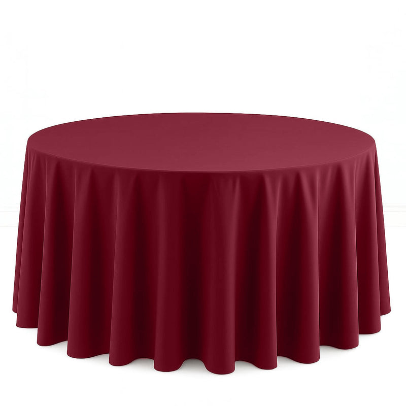 Scuba Polyester Round Tablecloth 120" - Burgundy - By TCF Linen - thumbnail number 1