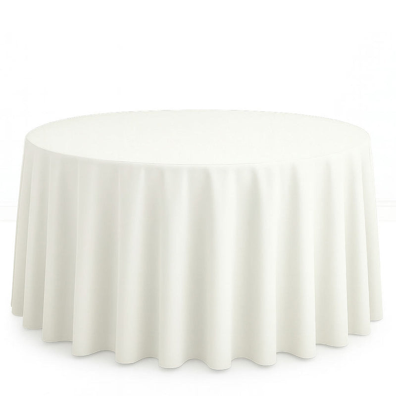 Scuba Polyester Round Tablecloth 120" - Ivory - By TCF Linen - thumbnail number 1