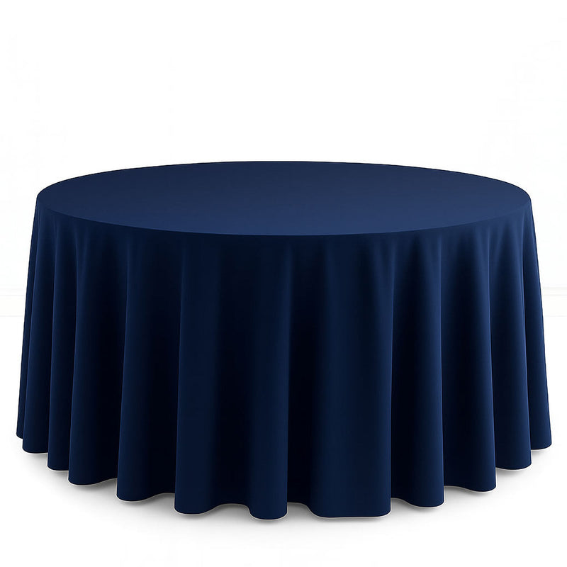 Scuba Polyester Round Tablecloth 120" - Navy Blue - By TCF Linen - thumbnail number 1