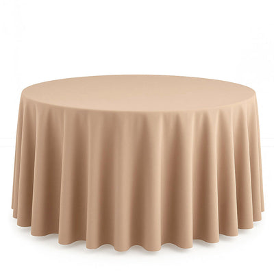Scuba Polyester Round Tablecloth 120" - Nude - By TCF Linen - thumbnail number 1