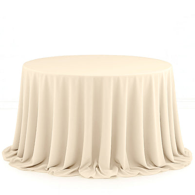 Scuba Polyester Round Tablecloth 132" - Beige - By TCF Linen - thumbnail number 1