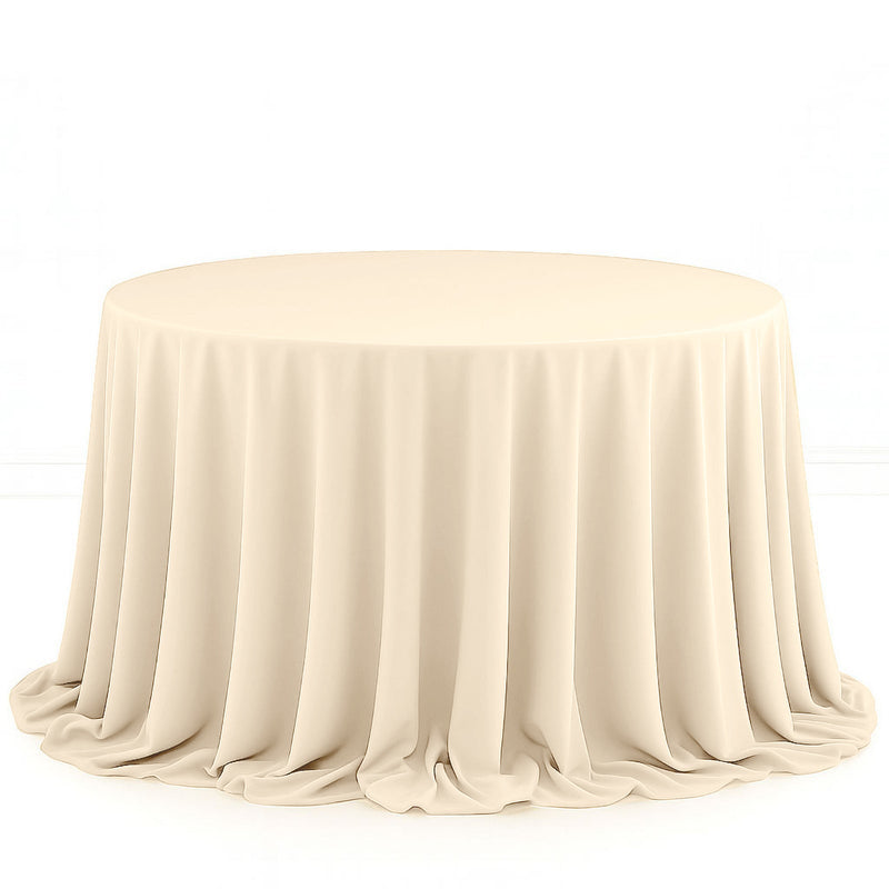 Scuba Polyester Round Tablecloth 132" - Beige - By TCF Linen - thumbnail number 1