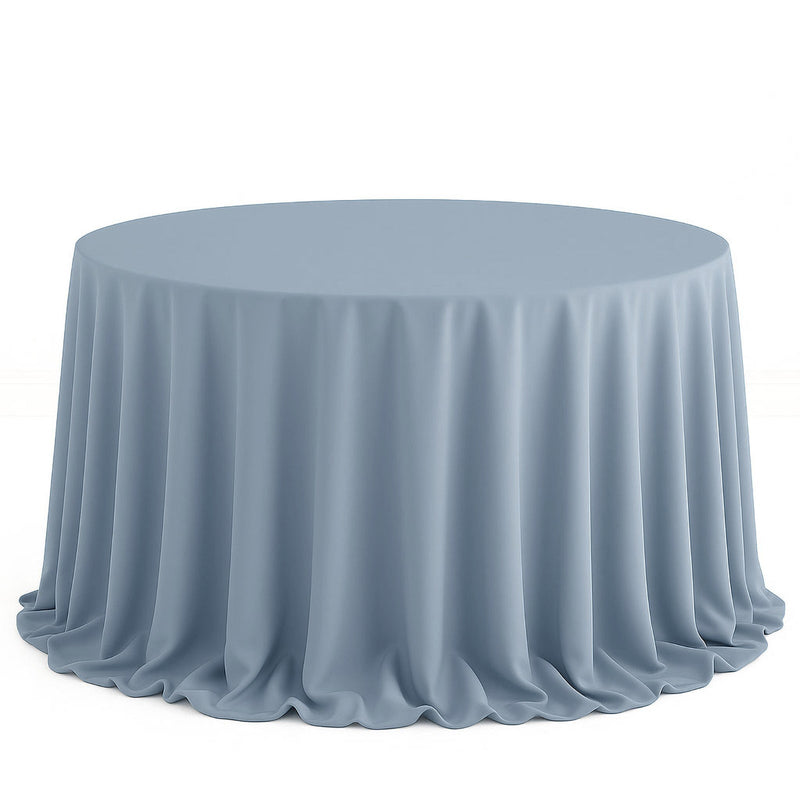 Scuba Polyester Round Tablecloth 132" - Dusty Blue - By TCF Linen - thumbnail number 1