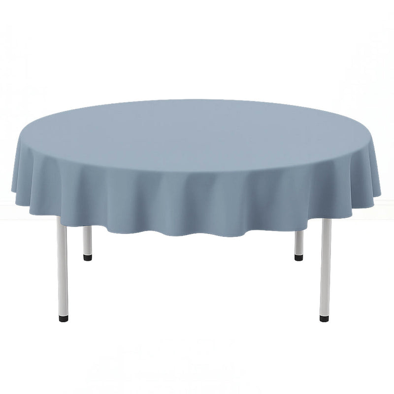 Scuba Polyester Round Tablecloth 70" - Dusty Blue - By TCF Linen - thumbnail number 1