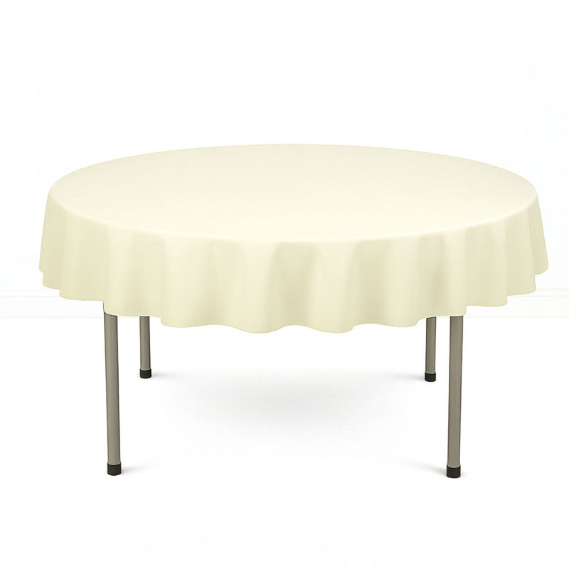Scuba Polyester Round Tablecloth 70" - Ivory - By TCF Linen - thumbnail number 1