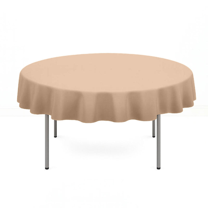 Scuba Polyester Round Tablecloth 70" - Nude - By TCF Linen - thumbnail number 1