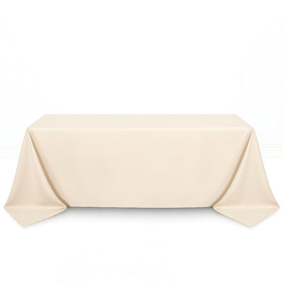Scuba Polyester Rectangular Tablecloth 90"x132" - Beige - By TCF Linen - thumbnail number 1