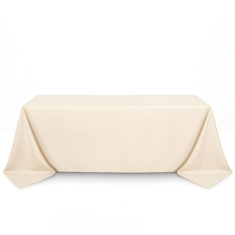 Scuba Polyester Rectangular Tablecloth 90"x132" - Beige - By TCF Linen - thumbnail number 1