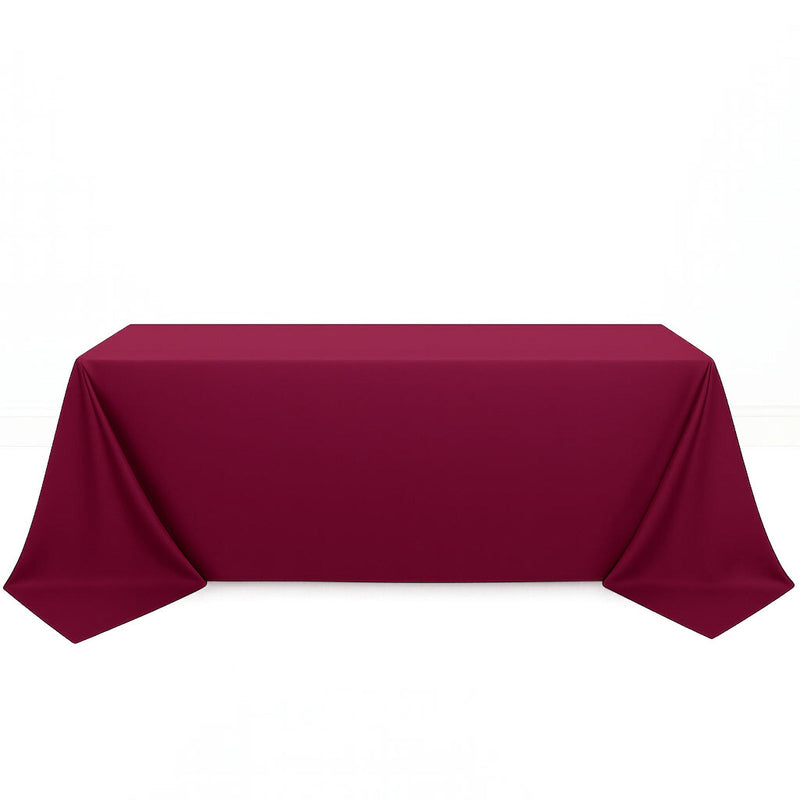 Scuba Polyester Rectangular Tablecloth 90"x132" - Burgundy - By TCF Linen - thumbnail number 1