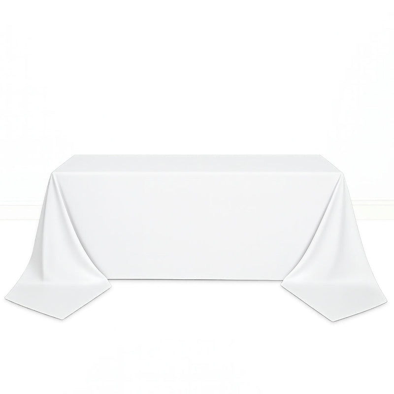 Scuba Polyester Rectangular Tablecloth 90"x156" - White - By TCF Linen - thumbnail number 1