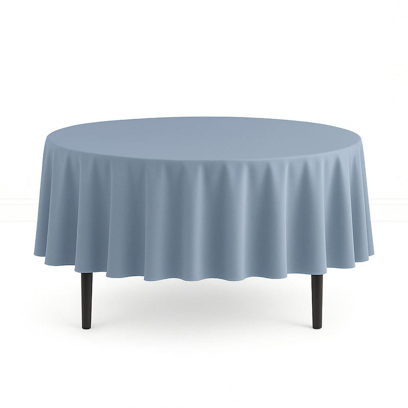 Scuba Polyester Round Tablecloth 90" - Dusty Blue - By TCF Linen - thumbnail number 1