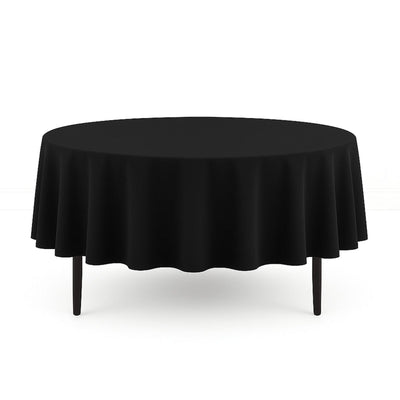 Scuba Polyester Round Tablecloth 90" - Black - By TCF Linen - thumbnail number 1