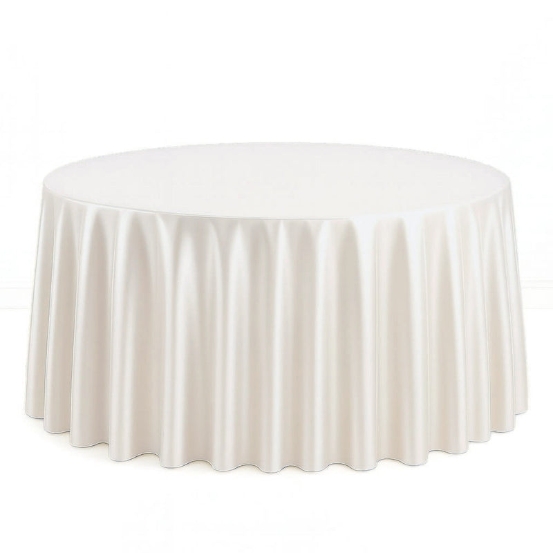 Scuba Polyester Round Tablecloth 120" - Pearl - By TCF Linen - thumbnail number 1
