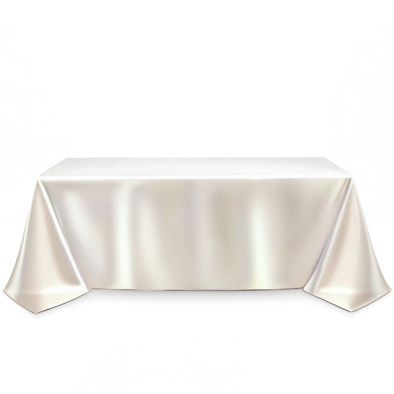 Scuba Polyester Rectangular Tablecloth 90"x132" - Pearl - By TCF Linen - thumbnail number 1