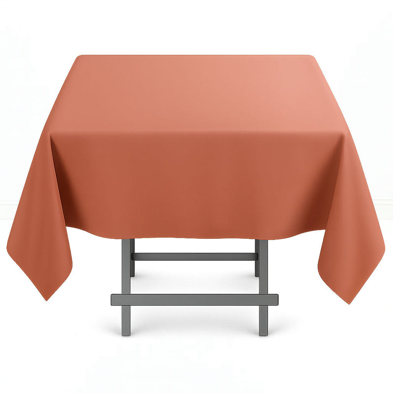 Premium Polyester Square Tablecloth 54"x54" - 220GSM - Terracotta - By TCF Linen - thumbnail number 1
