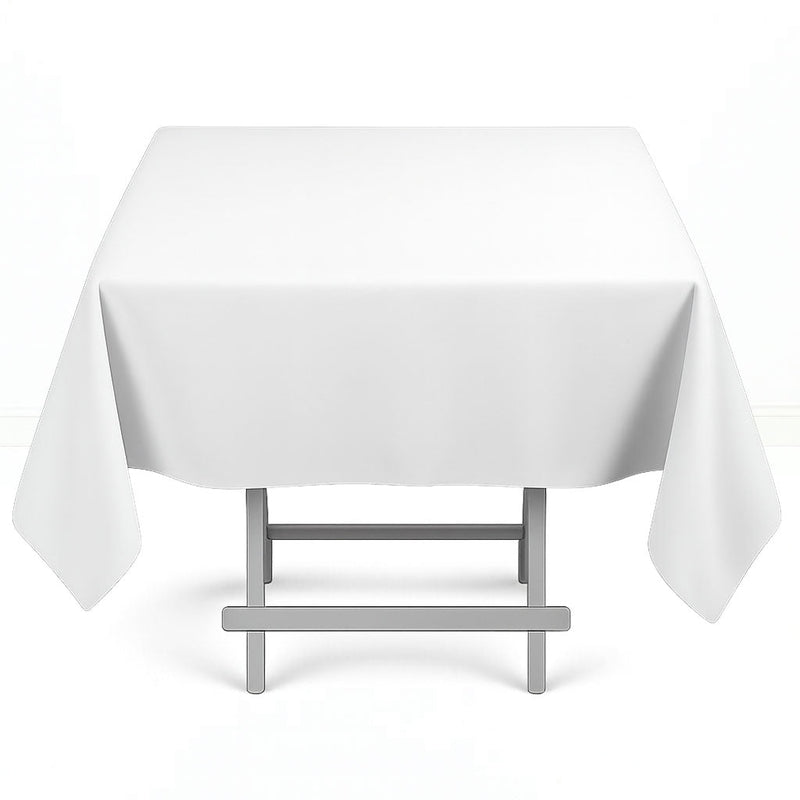 Premium Polyester Square Tablecloth 54"x54" - 220GSM - White - By TCF Linen - thumbnail number 1