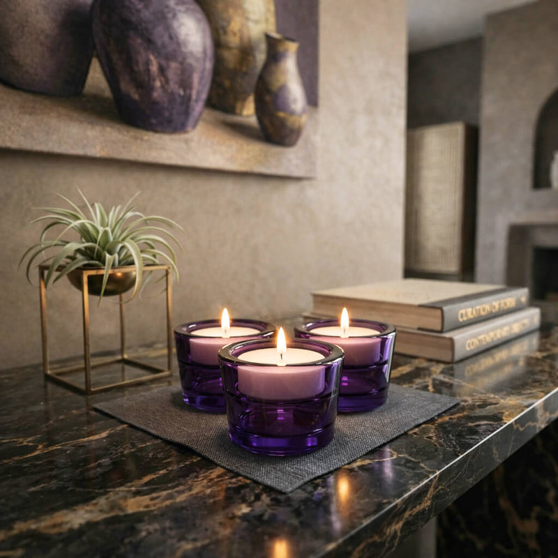 Richland Tealight Candles & Eastland Tealight Holders Set of 96 - Archive - Purple Multi - use Tealight & Taper Holder - thumbnail number 6