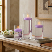 Cylinder Vase Centerpiece & Richland 3" Floating Candles Set of 36 - Lavender - thumbnail number 5