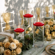 Cylinder Vase Centerpiece & Richland 3" Floating Candles Set of 36 - Red - thumbnail number 3