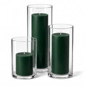 Richland Pillar Candles & Cylinder Vases Set of 3 - Dark Green - thumbnail number 1