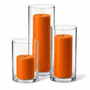 Richland Pillar Candles & Cylinder Vases Set of 3 - Orange - thumbnail number 2