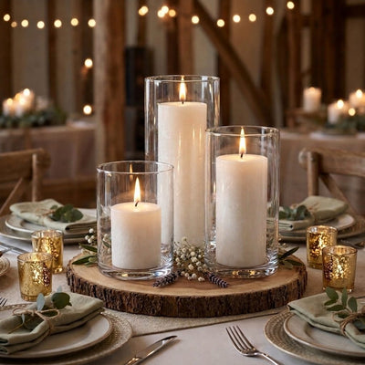 Richland Pillar Candles & Cylinder Vases Set of 12 - White - thumbnail number 6