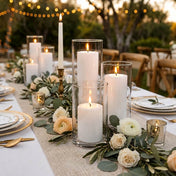 Richland Pillar Candles & Cylinder Vases Set of 12 - White - thumbnail number 3