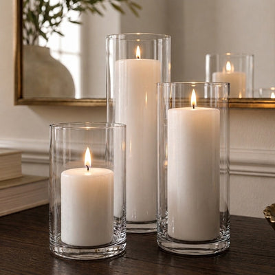 Richland Pillar Candles & Cylinder Vases Set of 12 - White - thumbnail number 5