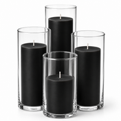 Richland Slim Pillar Candles & Cylinder Vases Set of 8 - Black - thumbnail number 1