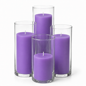 Richland Slim Pillar Candles & Cylinder Vases Set of 8 - Lavender - thumbnail number 1