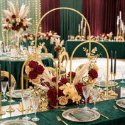3-Piece Set Gold Metal Chiara Arch Centerpieces – Wedding Cake Flower Stand Frames 20", 23", 35" with Detachable Base - thumbnail number 6