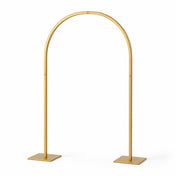 35" Gold Metal Wedding Cake Chiara Arch Centerpiece – Rounded Top Flower Stand Frame with Detachable Base - thumbnail number 1