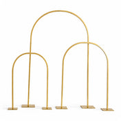 3-Piece Set Gold Metal Chiara Arch Centerpieces – Wedding Cake Flower Stand Frames 20", 23", 35" with Detachable Base - thumbnail number 1