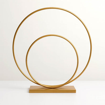 Double Hoop Gold Metal Centerpiece 24" & 16" – Wedding Flower Stand for Table and Event Décor