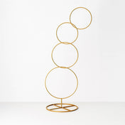 5ft Gold Hoop Pillar Flower Stand – 4-Tier Metal Wreath Arch Wedding Table Centerpiece - thumbnail number 1