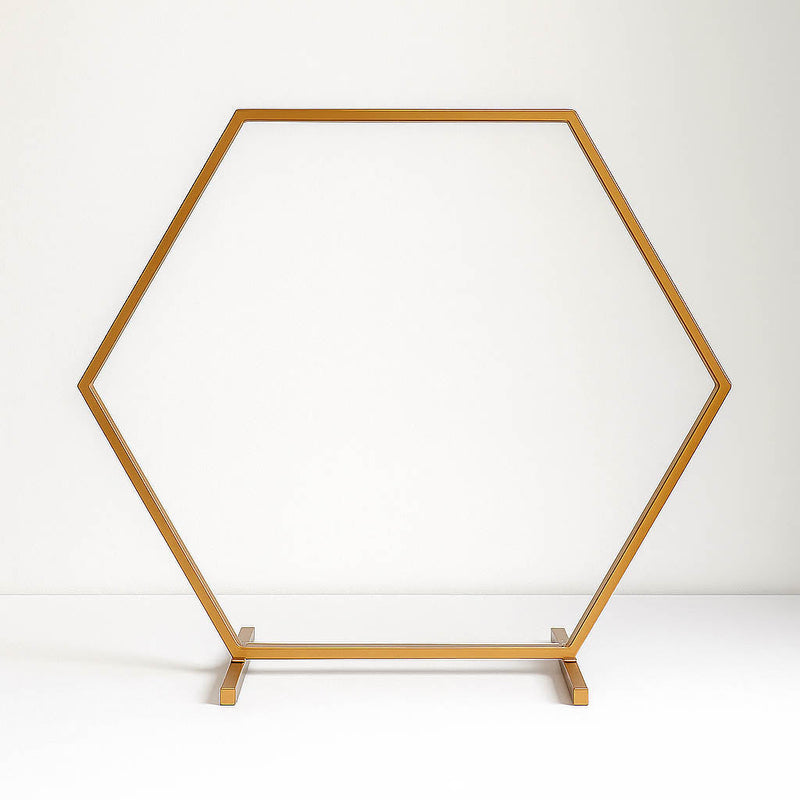 Geometric Gold Hexagon Table Arch 21" – Metal Self-Standing Wedding Flower Balloon Frame - thumbnail number 1
