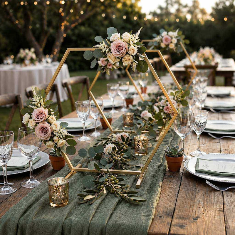 Geometric Gold Hexagon Table Arch 21" – Metal Self-Standing Wedding Flower Balloon Frame - thumbnail number 7