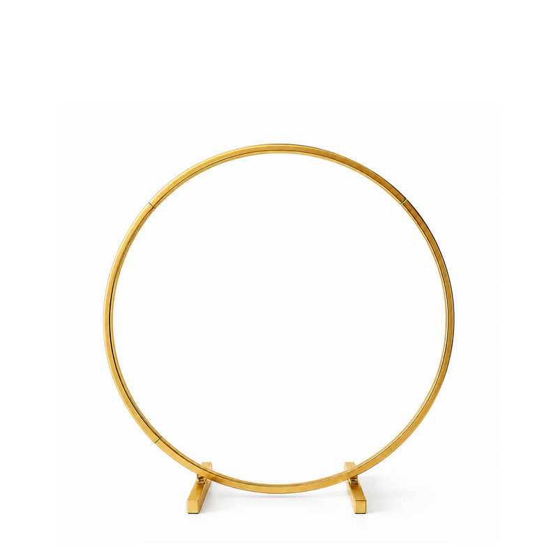 Gold Metal Hoop Wreath Centerpiece 24" – Round Arch Table Display for Weddings and Events - thumbnail number 1
