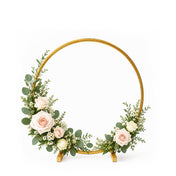 Gold Metal Hoop Wreath Centerpiece 24" – Round Arch Table Display for Weddings and Events - thumbnail number 2