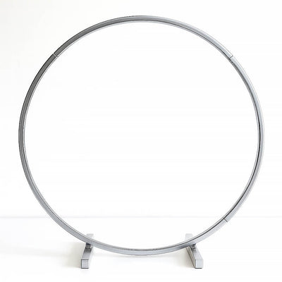 Silver Metal Hoop Wreath Centerpiece 24" – Round Arch Table Display for Weddings and Events - thumbnail number 1