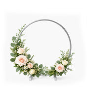 Silver Metal Hoop Wreath Centerpiece 24" – Round Arch Table Display for Weddings and Events - thumbnail number 2