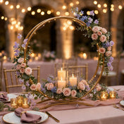Double Frame Metal Hoop Centerpiece 24" Gold – Wedding Flower Stand for Cake Table Décor - thumbnail number 8