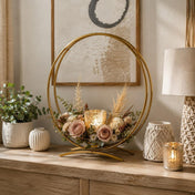 Double Frame Metal Hoop Centerpiece 24" Gold – Wedding Flower Stand for Cake Table Décor - thumbnail number 10