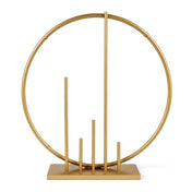 Gold Metal Floral Hoop Centerpiece 24" Round – Self-Standing Wedding Table Arch Frame with Pillars - thumbnail number 1