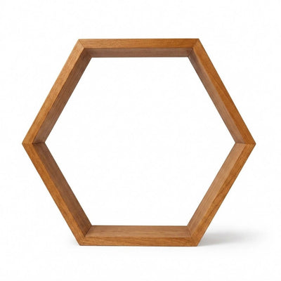 Rustic wood hexagon display frame for geometric centerpieces - thumbnail number 2