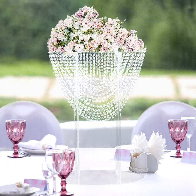 32" Acrylic Wedding Bouquet Pillar Centerpiece – Crystal Chandelier Design Flower Arrangement Stand - thumbnail number 2