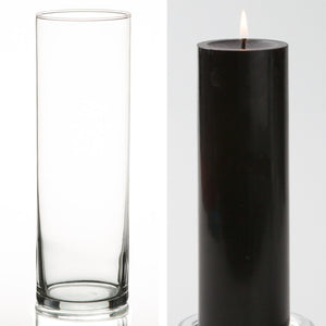 Richland Pillar Candle 9" & Eastland Cylinder Holder 10.5" Set of 12 (Choose your Color)