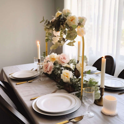 23" Gold Metal Wedding Cake Chiara Arch Centerpiece – Rounded Top Flower Stand Frame with Detachable Base - thumbnail number 3