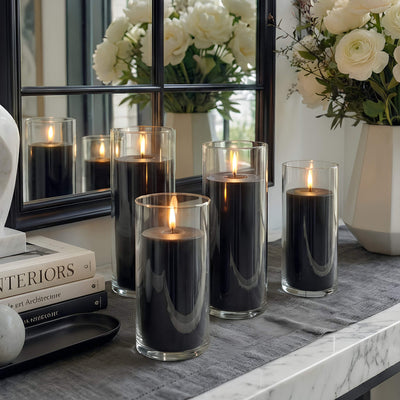 Richland Slim Pillar Candles & Cylinder Vases Set of 8 - Black - thumbnail number 8